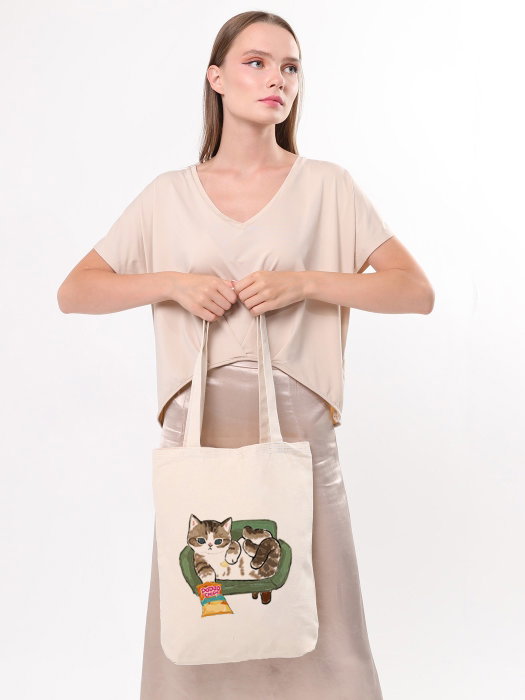 Zoozie Bags Bolso de mano 1616 de algodón 100% Bolso de mano para mujer Color Crema 35x40x8 cm